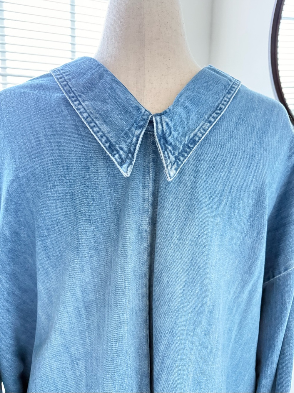 Zara Light Blue Denim Button-Down Shirt - Picture 3 of 6